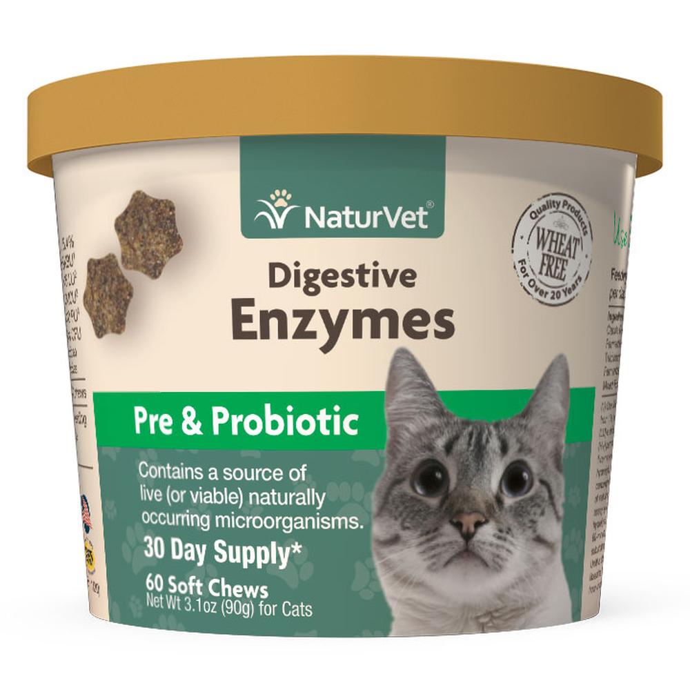 NaturVet Digestive Enzymes Plus Probiotic For Cats 60 Chews The Barkyard